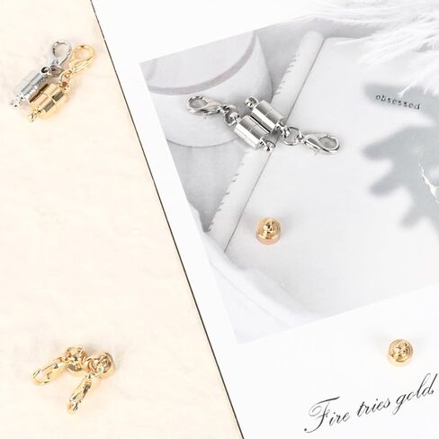 Magnetic Necklace Clasps and Closures, 18K Gold and Silver Jewelry Clasps and Closures with Lobster Clasp, Exquisite Necklace Extenders for Women and Seniors. Ideal for DIY Jewelry Making. in Saudi Arabia