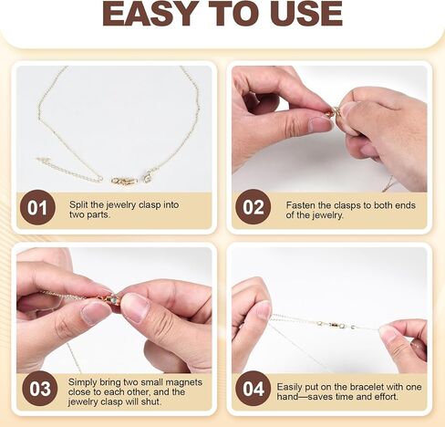 Magnetic Necklace Clasps and Closures, 18K Gold and Silver Jewelry Clasps and Closures with Lobster Clasp, Exquisite Necklace Extenders for Women and Seniors. Ideal for DIY Jewelry Making. in Saudi Arabia
