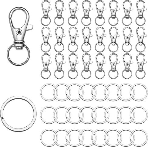 50PCS Metal Swivel Hooks, 25 PCS Lobster Claw Clasps and 25 PCS Keychain Rings, Key Chain Hooks for Key Chain Clip Lanyard, Jewelry Making, Art Crafts, Silver in Saudi Arabia