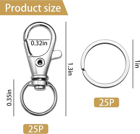 50PCS Metal Swivel Hooks, 25 PCS Lobster Claw Clasps and 25 PCS Keychain Rings, Key Chain Hooks for Key Chain Clip Lanyard, Jewelry Making, Art Crafts, Silver in Saudi Arabia
