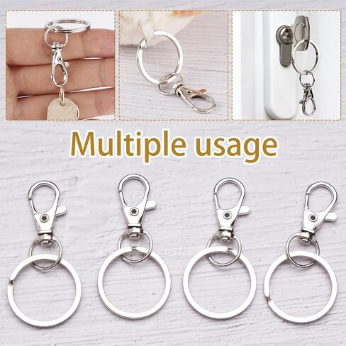 50PCS Metal Swivel Hooks, 25 PCS Lobster Claw Clasps and 25 PCS Keychain Rings, Key Chain Hooks for Key Chain Clip Lanyard, Jewelry Making, Art Crafts, Silver in Saudi Arabia