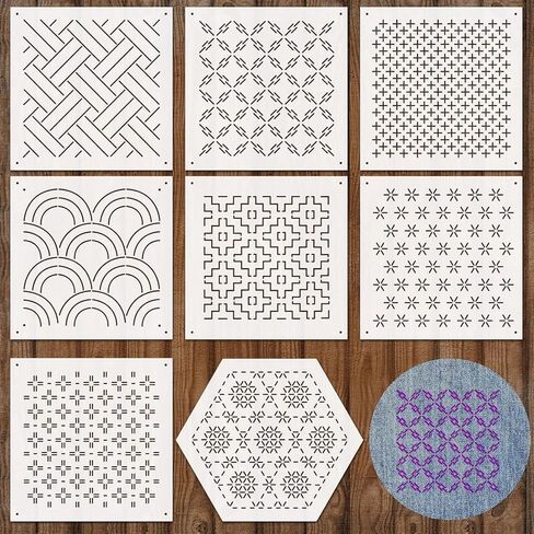 Quilting Stencil Kit, 8pcs Quilting Rulers and Templates Set, Reusable Flower, Thorn, Embroidered Stencils, Crimping Template, DIY Sewing Tool Set in Saudi Arabia