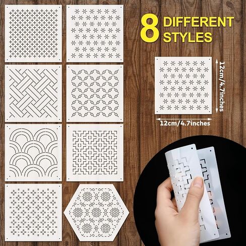 Quilting Stencil Kit, 8pcs Quilting Rulers and Templates Set, Reusable Flower, Thorn, Embroidered Stencils, Crimping Template, DIY Sewing Tool Set in Saudi Arabia