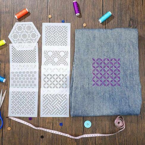 Quilting Stencil Kit, 8pcs Quilting Rulers and Templates Set, Reusable Flower, Thorn, Embroidered Stencils, Crimping Template, DIY Sewing Tool Set in Saudi Arabia