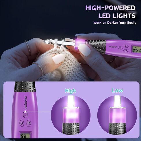 Light Up Crochet Hook Set with Stitch Counter,Crochet Kit with 18 Different Size Interchangeable Crochet Needle,Ergonomic with 2 Levels Led and Digital Stitch Counter for Crocheting and Knitting in Saudi Arabia