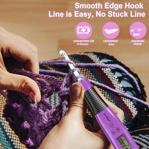 Light Up Crochet Hook Set with Stitch Counter,Crochet Kit with 18 Different Size Interchangeable Crochet Needle,Ergonomic with 2 Levels Led and Digital Stitch Counter for Crocheting and Knitting in Saudi Arabia