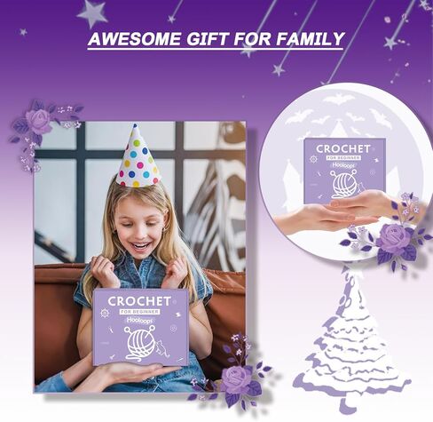 طقم كروشيه Hooloops للمبتدئين، طقم كروشيه للمبتدئين مكون من قطعتين للبالغين والأطفال مع فيديو تعليمي خطوة بخطوة - طقم أدوات حياكة كروشيه للحيوانات، هدايا عيد الميلاد والهالوين in Kuwait