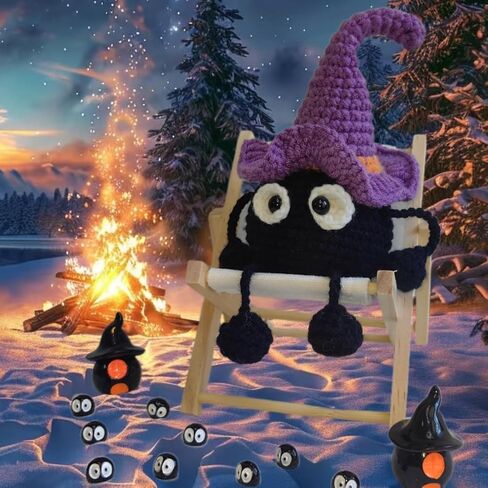 طقم كروشيه Hooloops للمبتدئين، طقم كروشيه للمبتدئين مكون من قطعتين للبالغين والأطفال مع فيديو تعليمي خطوة بخطوة - طقم أدوات حياكة كروشيه للحيوانات، هدايا عيد الميلاد والهالوين in Kuwait