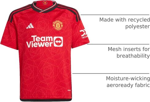 adidas Youth Soccer Manchester United 23/24 Home Jersey - Moisture-Wicking AEROREADY Fabric, Geometric Design in Saudi Arabia