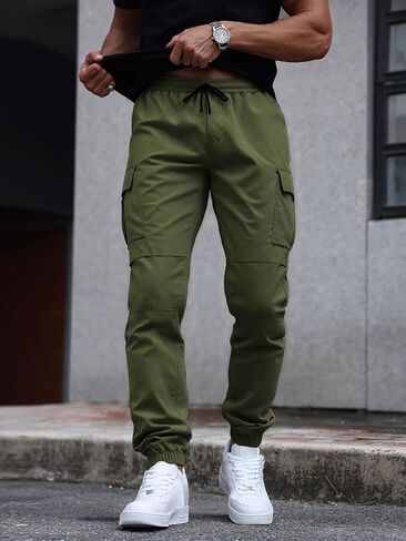 Men's Casual Pants Drawstring Cargo Pants Hiking Outdoor Lightweight in Saudi Arabia