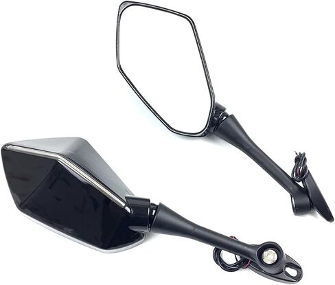 Compatible With 2003-2019 CBR600RR CBR 1000RR 2004-2007 Pair Motorcycle Rearview LED Turn Signal Side Mirrors Black Carbon(Black) in Saudi Arabia