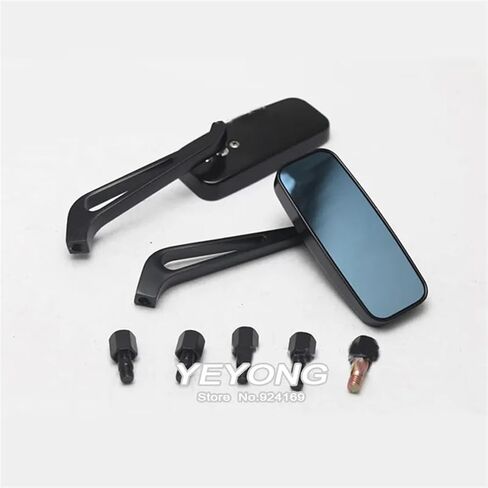 1pair Motorcycle Mirror Moto Bike Rearview Mirror Rear-View Mirrors Alloy Motorcycle Rear View Mirrors 8mm/10mm Blue(Silver) in Saudi Arabia