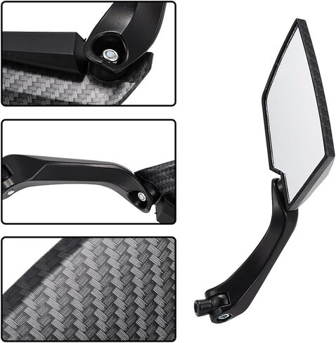 1pair Motorcycle Side Mirrors Carbon Fiber Look White Glass Rear View Mirrors Sports Motorcycle Accessories Universal in Saudi Arabia