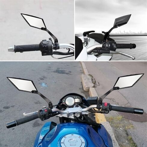1pair Motorcycle Side Mirrors Carbon Fiber Look White Glass Rear View Mirrors Sports Motorcycle Accessories Universal in Saudi Arabia