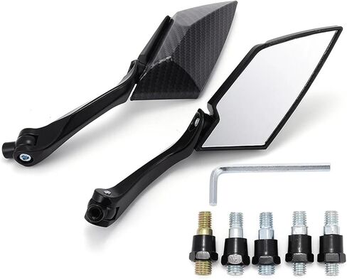 1pair Motorcycle Side Mirrors Carbon Fiber Look White Glass Rear View Mirrors Sports Motorcycle Accessories Universal in Saudi Arabia