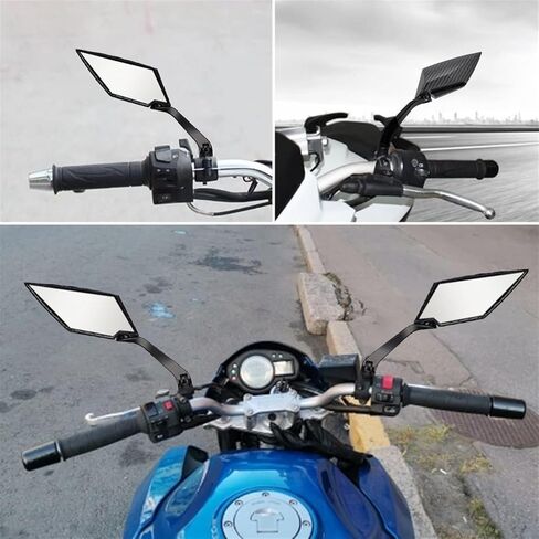 1pair Motorcycle Side Mirrors Carbon Fiber Look White Glass Rear View Mirrors Sports Motorcycle Accessories Universal in Saudi Arabia