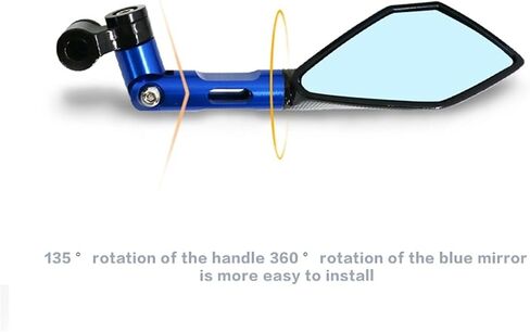1pair Universal CNC Aluminum Motorcycle Handlebar Rear View Mirrors Blue Anti-glare Mirror(Long Gold) in Saudi Arabia
