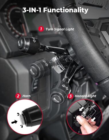 مفتاح عمود إشارة الانعطاف العالمي UTV من KEMIMOTO مع قرن 110D، DC10-48V 10A، سلكي مسبقًا، توصيل وتشغيل UTV ATV مفتاح عمود وامض متوافق مع Polaris، Can-Am، عربة الجولف، Teryx، CFMOTO in Saudi Arabia