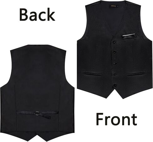 DiBanGu Mens Suit Vest and Tie Set Solid Color Satin Waistcoat Necktie Wedding Party Casual Dress Vest for Tuxedo in Kuwait