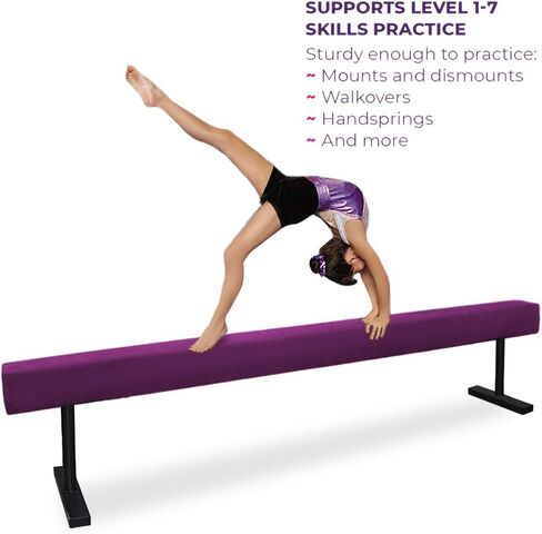 Peakpath 8FT Adjustable&Foldable Gymnastics Balance Beam,Home Gym Equipment,Easy Assembling and Storage,No Tool Require,for Kids Children Girls Training in Kuwait