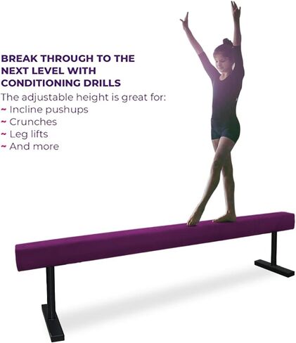 Peakpath 8FT Adjustable&Foldable Gymnastics Balance Beam,Home Gym Equipment,Easy Assembling and Storage,No Tool Require,for Kids Children Girls Training in Kuwait