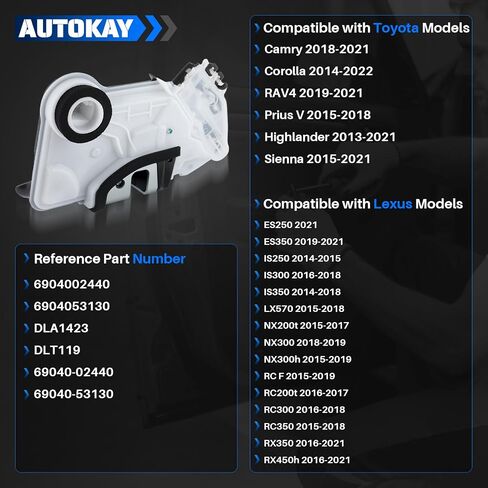 AUTOKAY 6904002440 Front Driver Left Door Lock Latch Actuator Fits for Toyota Camry Corolla RAV4 Prius V Highlander Sienna for Lexus ES250 350 IS250 300 350 LX570 NX200t 300h RCF RC200t 350 RX350 450h in Saudi Arabia