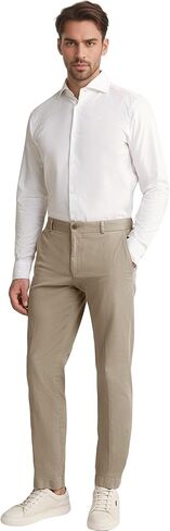 WANMINHAI رجل 4-Way تمتد شقة الجبهة سروال فستان رجالي 5 جيوب سراويل تقليدية استرخاء صالح تمتد الخصر in Kuwait