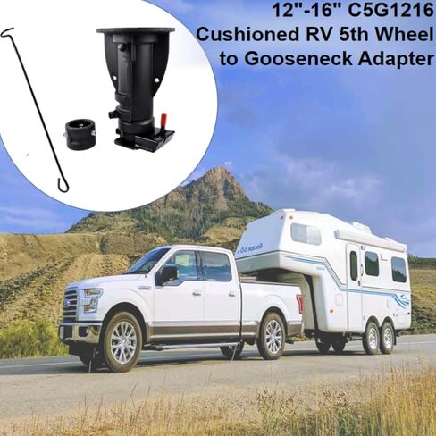 C5G1216 12"-16" Adjustable Cushioned 5th Wheel Gooseneck Adapter, Replacement for Convert-A-Ball, Towing Capacity 20000 Lbs, Without Safty Chain in Saudi Arabia