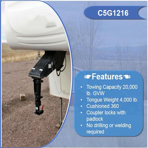 C5G1216 12"-16" Adjustable Cushioned 5th Wheel Gooseneck Adapter, Replacement for Convert-A-Ball, Towing Capacity 20000 Lbs, Without Safty Chain in Saudi Arabia