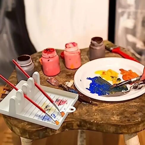 قطعة واحدة من حامل فرشاة الرسم مع 4 فتحات، حامل مسند فرشاة الفن DlY، لوحة ألوان الطلاء بالألوان المائية، دعامة فرشاة طلاء زيتي من الأكريليك المائي، رف حامل أقلام الرسم in Saudi Arabia