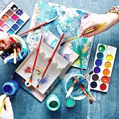 قطعة واحدة من حامل فرشاة الرسم مع 4 فتحات، حامل مسند فرشاة الفن DlY، لوحة ألوان الطلاء بالألوان المائية، دعامة فرشاة طلاء زيتي من الأكريليك المائي، رف حامل أقلام الرسم in Saudi Arabia