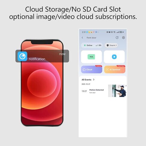 Doorbell Camera Wireless 1080P, No Monthly Fee, Video Doorbell with Chime, 32GB SD/Cloud Storage,Night Vision, Motion Detection,2 Way Audio, IP66 Weatherproof, Real Time Alert (J1) in Kuwait