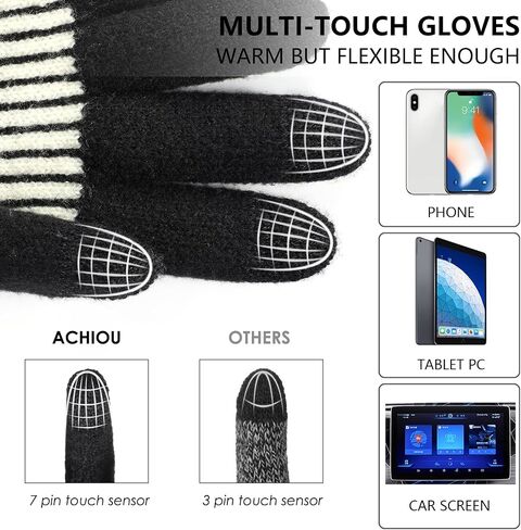 Achiou Womens Winter Gloves for Cold Weather, Touchscreen Warm Texting Knit Gloves for Women Girls Soft Velvet Fleece Lined in Kuwait