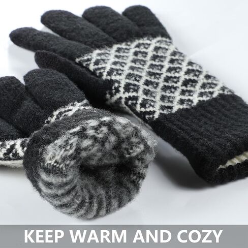 Achiou Womens Winter Gloves for Cold Weather, Touchscreen Warm Texting Knit Gloves for Women Girls Soft Velvet Fleece Lined in Kuwait