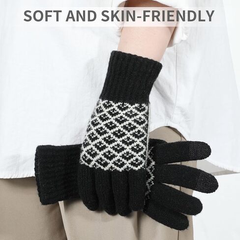 Achiou Womens Winter Gloves for Cold Weather, Touchscreen Warm Texting Knit Gloves for Women Girls Soft Velvet Fleece Lined in Kuwait