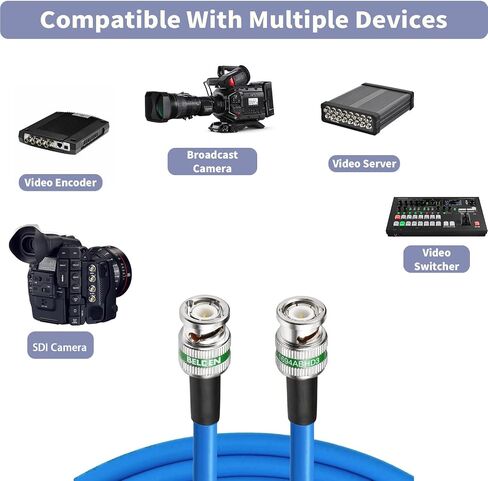 كابل Superbat 3G 6G SDI بطول 200 قدم 75Ohm BNC كابل Belden 1694A لنقل الفيديو الرقمي 4K/6K ومسجل SDI HDTV ترقيات مزامن إطار SDI in Kuwait