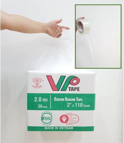 VPTAPE Industrial Packaging Tape, 2 Inch x 110 Yards, Thickness 2.0 Mil, Clear, 6 Rolls. in Saudi Arabia