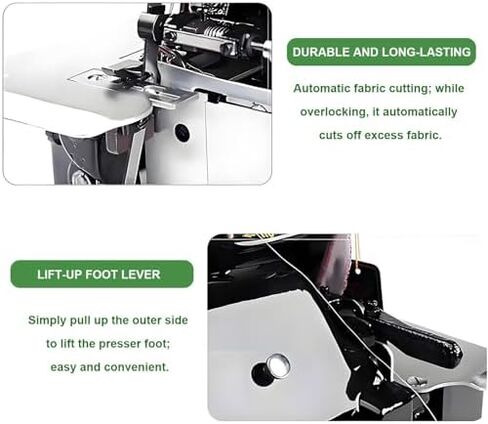 Heavy Duty Serger Sewing Machine - Metal Frame Overlock & Coverstitch for Leather & Fabrics, Handheld Overlocker for Professional Results, Blue in Saudi Arabia
