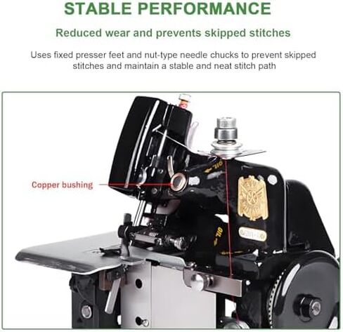 Heavy Duty Serger Sewing Machine - Metal Frame Overlock & Coverstitch for Leather & Fabrics, Handheld Overlocker for Professional Results, Blue in Saudi Arabia