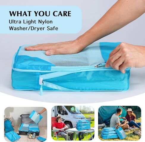 Ultralight Compression Packing Cubes for Travel,Expandable Packing Organizers for carry on Suitcase With Clear Toiletries Bag and Backpack Bag 7 Set in Saudi Arabia