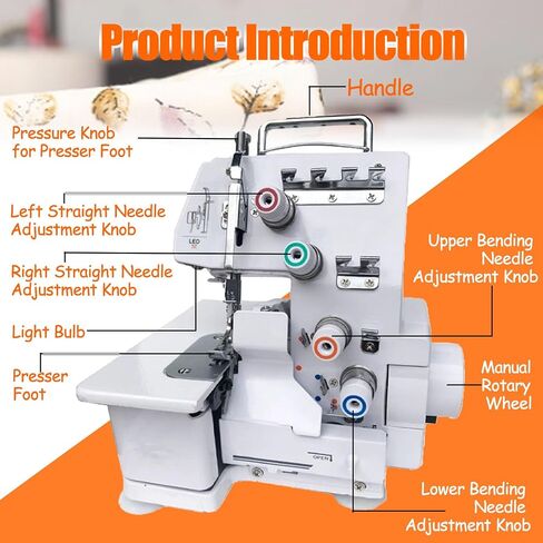 Serger Sewing Machine, Desktop Overlock Sewing Machine with LED Light and Accessories Kit, for Lapel Padding Hemming Sewing in Saudi Arabia