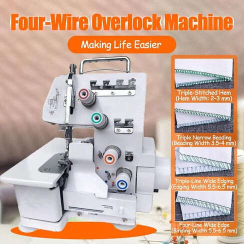Serger Sewing Machine, Desktop Overlock Sewing Machine with LED Light and Accessories Kit, for Lapel Padding Hemming Sewing in Saudi Arabia