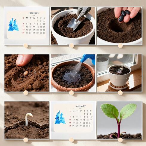 تقويم بذور الحب القابلة للزراعة صديق للبيئة 2026، مخطط تقويمات تخضير حديثة مثالية، تقويم بذور قابلة للزراعة 2026، مخطط ورق بذور قابل للتحلل البيولوجي للشهر، للحديقة والديكور in Saudi Arabia