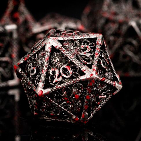 مجموعة نرد معدنية DND D&D 7 die Cthulhu نرد مجوف متعدد السطوح لـ MTG، لعبة لعب الأدوار RPG، Shadowrun وتعليم الرياضيات D20 D12 D10 D8 D6 D4 in Kuwait
