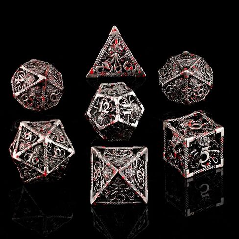 مجموعة نرد معدنية DND D&D 7 die Cthulhu نرد مجوف متعدد السطوح لـ MTG، لعبة لعب الأدوار RPG، Shadowrun وتعليم الرياضيات D20 D12 D10 D8 D6 D4 in Kuwait