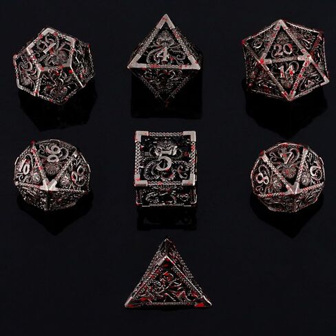 مجموعة نرد معدنية DND D&D 7 die Cthulhu نرد مجوف متعدد السطوح لـ MTG، لعبة لعب الأدوار RPG، Shadowrun وتعليم الرياضيات D20 D12 D10 D8 D6 D4 in Kuwait