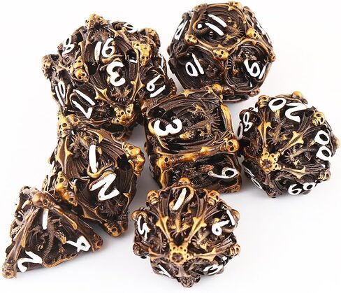 مجموعة نرد معدنية DND D&D 7 die Cthulhu نرد مجوف متعدد السطوح لـ MTG، لعبة لعب الأدوار RPG، Shadowrun وتعليم الرياضيات D20 D12 D10 D8 D6 D4 in Kuwait