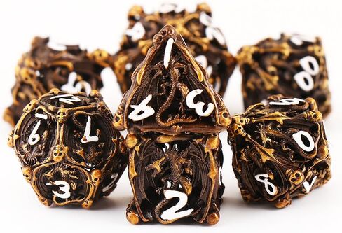 مجموعة نرد معدنية DND D&D 7 die Cthulhu نرد مجوف متعدد السطوح لـ MTG، لعبة لعب الأدوار RPG، Shadowrun وتعليم الرياضيات D20 D12 D10 D8 D6 D4 in Kuwait