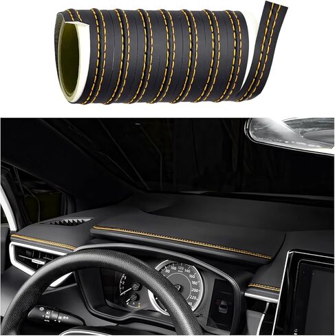 Car Interior Trim Strips, Automotive Flexible Leather Moulding Line for Door Panel Gap, Universal DIY Decorative Dashboard Line Strip Fit Cars Trucks SUVs, Car Accessories (Black) in Saudi Arabia