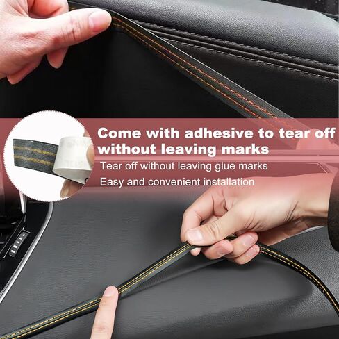 Car Interior Trim Strips, Automotive Flexible Leather Moulding Line for Door Panel Gap, Universal DIY Decorative Dashboard Line Strip Fit Cars Trucks SUVs, Car Accessories (Black) in Saudi Arabia